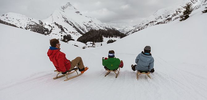 Tobogganing at the Dorfbahn Warth.