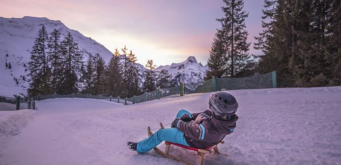 Toboggan evening in Schröcken